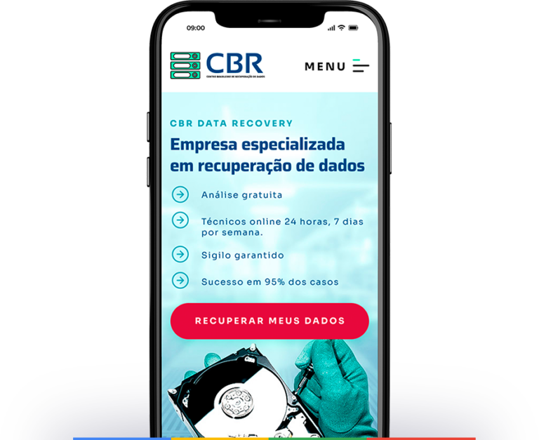 Site institucional CBR Recuperação de Dados