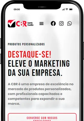 MOCKUP MOBILE/CELULAR - SITE INSTITUCIONAL AGÊNCIA DE BRINDES - CBR TEM TUDO - RENATO'S DESIGN