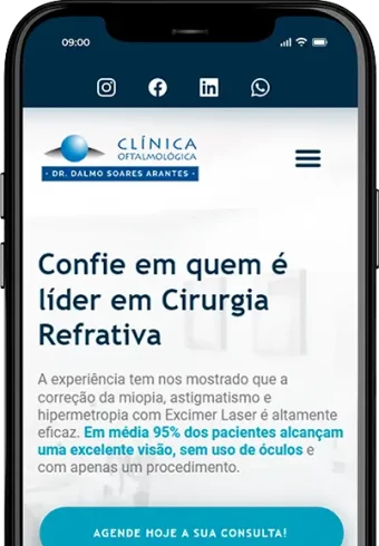 MOCKUP MOBILE/CELULAR - SITE INSTITUCIONAL CLÍNICA OFTALMOLÓGICA - DR DALMO SOARES ARANTES - RENATO'S DESIGN